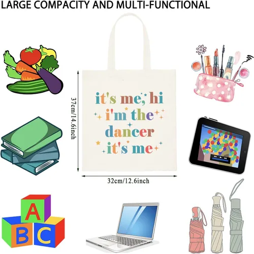 Miniatura 2 de TSOTMO Regalo de bailarina It's Me, Hi I'm The Dancer It's Me Bolsa de regalo para mujeres, entrenador de baile, profesor de baile, Beige, Bolso