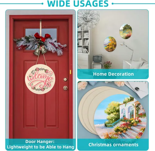 Miniatura 5 de Círculos redondos de madera de 18 pulgadas sin terminar para manualidades, colgador de puerta, pirografía y pintura (5 piezas)