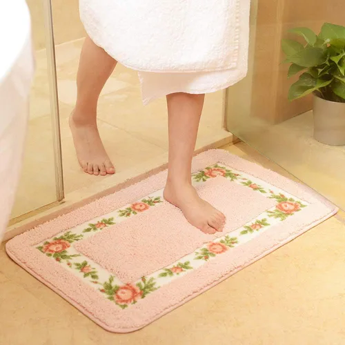 Miniatura 9 de vctops Elegante tapete de baño con diseño de rosas y flores, tapete de bienvenida para cocina, suave, antideslizante, absorbente, verde, 28 x 55