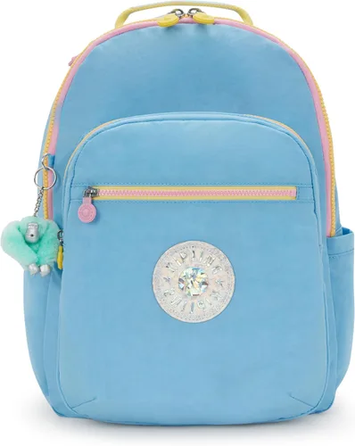 Miniatura 35 de Kipling Seoul - Mochila grande metálica para portátil de 15 pulgadas, Agua (Aqua Flowers)