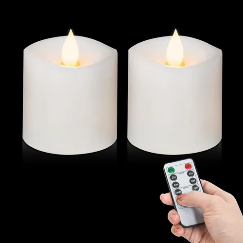 Miniatura 36 de Velas sin llama de 3 x 3 que funcionan con pilas con temporizador remoto, duran 600 horas, velas de batería parpadeantes, velas LED eléctricas