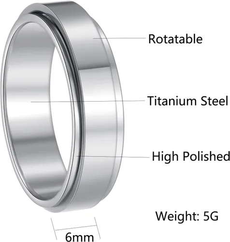 Miniatura 61 de Anillos giratorios para la ansiedad para hombre, anillos clásicos de cadena para mujeres y adultos, anillo de acero de titanio