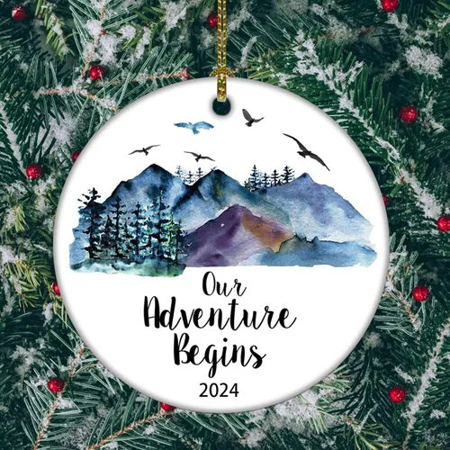 Miniatura 5 de Adorno de árbol de Navidad Our Adventure Begins, regalo para parejas de recién casados, adorno de Navidad para casados, regalos de boda