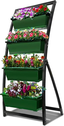 Miniatura 10 de Outland Living Jardinera elevada de 6 pies – Jardinera vertical independiente con 4 cajas de contenedores, buena para patio o balcón