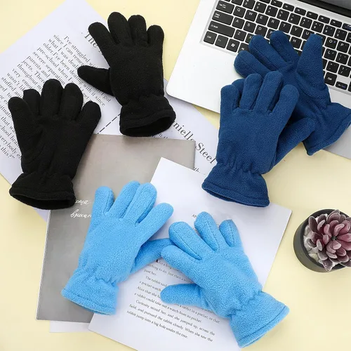 Miniatura 4 de SATINIOR 3 pares de guantes de invierno de forro polar para niños y niñas, guantes cálidos para niños y niñas, suministros de actividades al aire