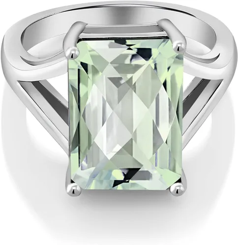 Miniatura 33 de Gem Stone King Anillo de compromiso solitario con piedra preciosa de corte esmeralda de 0.551 x 0.394 in para mujer, plata de ley 925, anillo