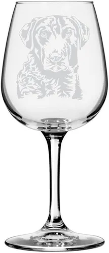 Miniatura 425 de Copa de vino de 12.75 onzas con diseño de perro grabado