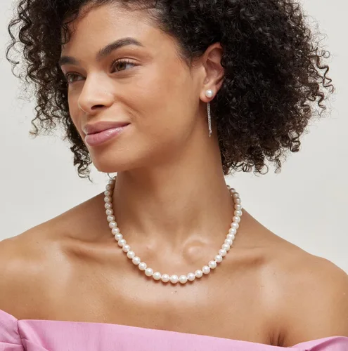 Miniatura 16 de The Pearl Source Real Pearl Necklace for Women with AAA+ Quality Round White Freshwater Genuine Cultured Pearls Pearl Strand with 14K Gold Plated