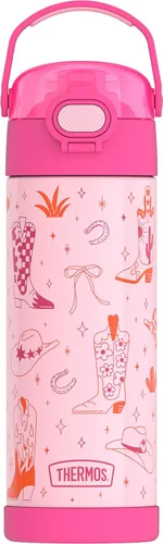 Miniatura 30 de THERMOS FUNTAINER Botella de acero inoxidable con aislamiento al vacío de 16 onzas con tapa ancha de canalón, Rosa Neón
