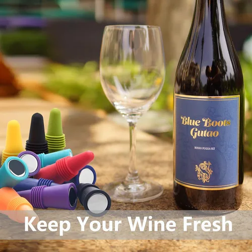 Miniatura 7 de Tapones de vino sellador de botellas de bebidas, de silicona suave, tapones para botellas de vino, corchos con agarre superior para mantener el vino