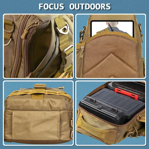 Miniatura 3 de Aertiavty Mochila de pesca, bolsa de pesca con caja de aparejos, bolsa de aparejos de pesca compacta, mochila de aparejos de pesca con soporte