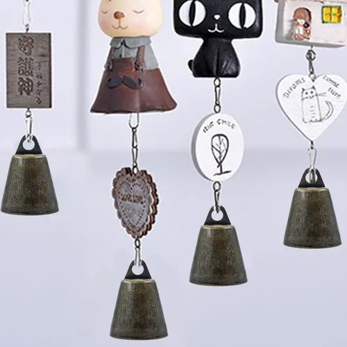 Miniatura 7 de 9 cascabeles de bronce vintage (1.46 x 1 pulgadas), cascabeles para manualidades, campanas de vaca en cuerda de yute, campanas de Navidad