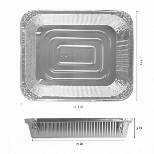Miniatura 3 de PLASTICPRO Bandejas desechables de papel de aluminio de 9 x 13, tamaño medio profundo, para mesa de vapor y hornear - Utensilios de cocina perfectos