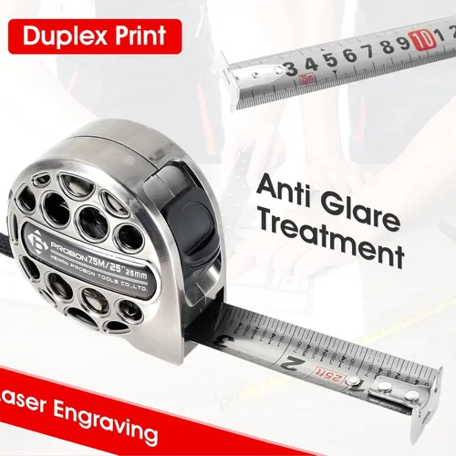 Miniatura 7 de Cinta métrica de 25 pies, cinta métrica de acero inoxidable resistente con escala de doble cara, regla retráctil impermeable y resistente al óxido