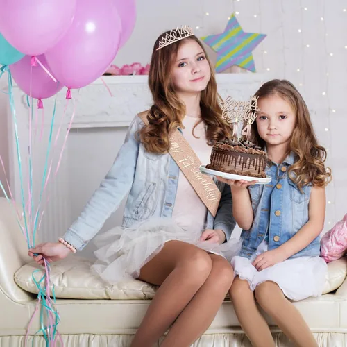Miniatura 3 de Decoraciones de cumpleaños de 14 años para niñas, que incluyen banda de cumpleaños y tiara, velas y adorno para pastel, regalos de decoración