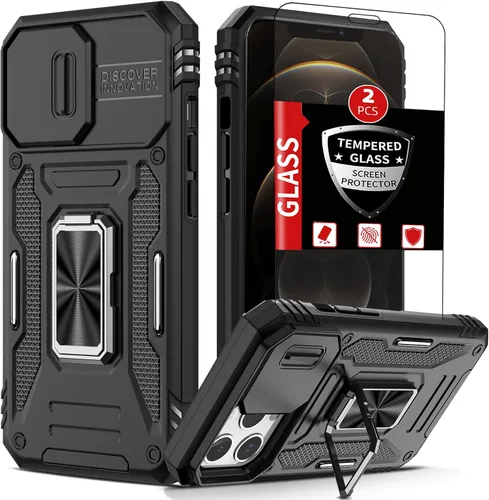 Miniatura 10 de Funda para iPhone 12 Pro Max con 2 protectores de pantalla, cubierta deslizante integrada para cámara para 12Pro Max, funda para teléfono