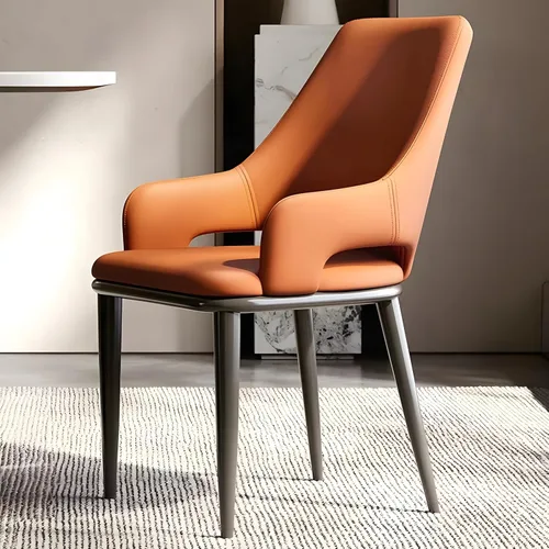 Miniatura 12 de Juego de 2 sillas de comedor modernas, sillas de metal con costuras y patas de metal, sillas de cocina modernas tapizadas de piel sintética, silla