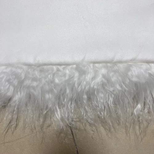 Miniatura 3 de Funda de cojín de piel de cordero mongol 100% real (12 x 20 pulgadas, blanco)