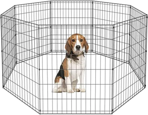 Miniatura 10 de BestPet - Corralito plegable de metal para perros, para interiores y exteriores, 8 paneles de 24 pulgadas