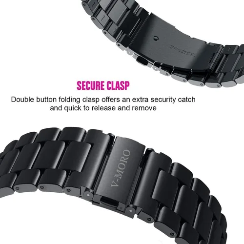 Miniatura 4 de V-Moro Correa comercial de repuesto para Gear S3 Frontier / Classic Watch Band de 22mm de metal de acero inoxidable sólido para Samsung Gear S3