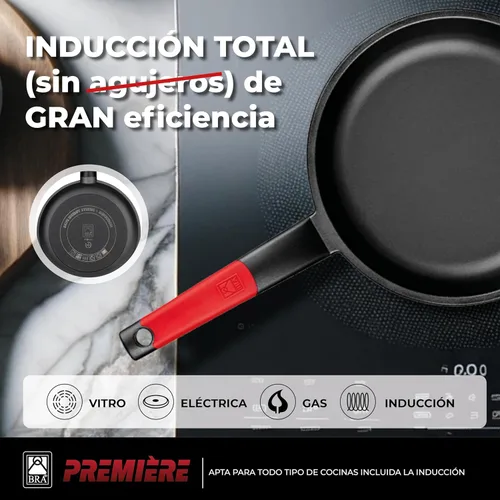 Miniatura 4 de BRA Juego de sartenes antiadherentes de aluminio fundido de 7.9-9.4 in rojo [Exclusivo de Amazon]
