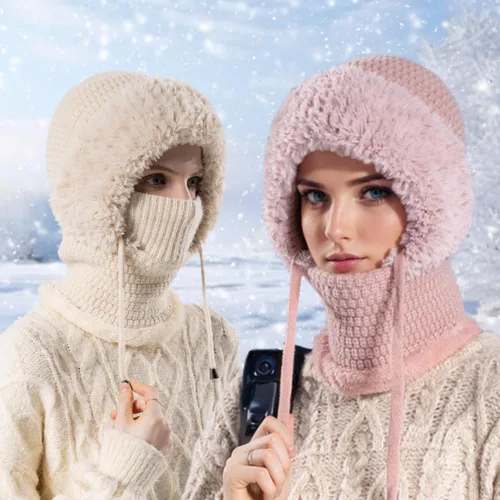 Miniatura 6 de Gorro 3 en 1 con bufanda y máscara, pasamontañas de invierno 2026, sombreros de punto, bufanda con capucha, máscaras de esquí