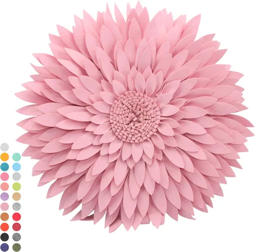Miniatura 41 de Almohada decorativa 3D de flores de margarita, manta de girasol de 14.5 x 13 pulgadas, decoración redonda para el hogar para sofá y cama
