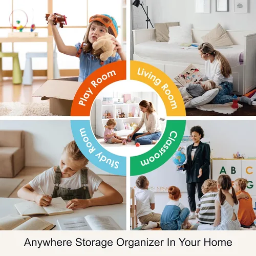 Miniatura 8 de UTEX - Organizador para almacenamiento de juguetes con estantería, varios contenedores para libros, juguetes, organizador de almacenamiento