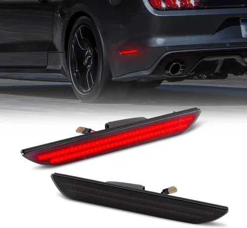 Miniatura 8 de Gempro Luces Reflectantes para Parachoques Trasero para Ford Mustang 2015-2017, Lámparas de Freno y Cola LED, Lente Ahumada, 2 Piezas Reflector
