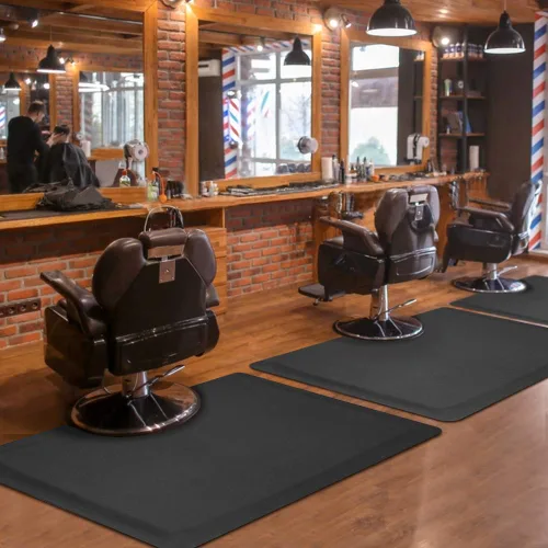 Alfombrillas de salón para peluquería de pie, antifatiga, 3 x 4 pies, alfombra para silla de piso de peluquería, alfombrilla cuadrada negra de 1/2