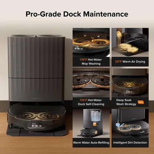Miniatura 9 de roborock Qrevo Edge 2 Robot Aspirador y trapeador, 25,000 Pa, 3.14 pulgadas, ultrafino, cero enredos, reconocimiento de objetos AI, lavado y secado
