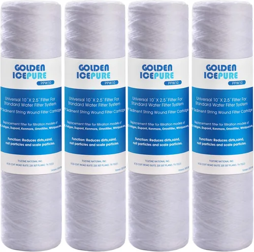 GOLDEN ICEPURE PPW10, filtro de agua de sedimentos para toda la casa de 10 x 2.5 pulgadas, filtro de cadena de 5 micrones, compatible con Dupont