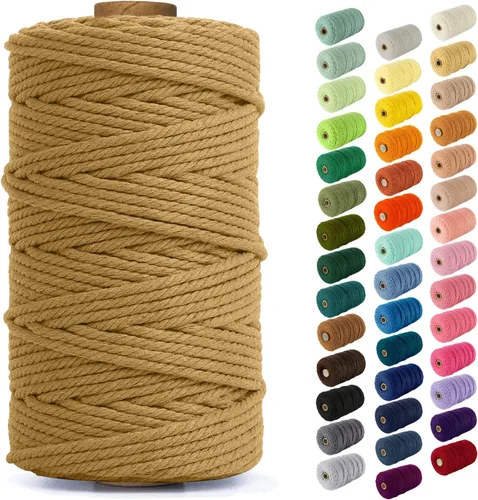 Miniatura 140 de Nook Theory - Cuerda de macramé de 3 mm, 220 yardas de cuerda de algodón, hilo de 4 mm y 5 mm, cuerda para manualidades, perfecta para colgantes