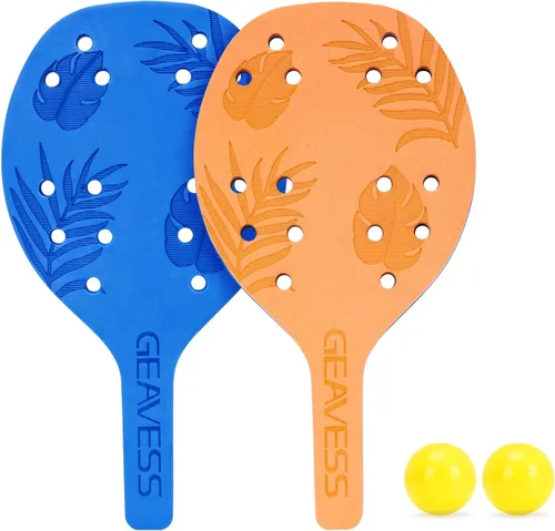 Juego de tenis de pádel de playa para adolescentes, adultos y principiantes, paddleball seguro con 2 raquetas de espuma y 2 bolas suaves y bolsa de