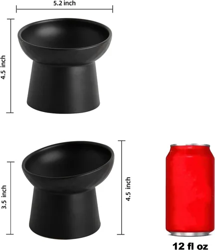 Miniatura 2 de Pequeños cuencos elevados de cerámica para gatos, cuencos elevados inclinados para alimentos o agua, sin estrés, prevención de reflujo, aptos