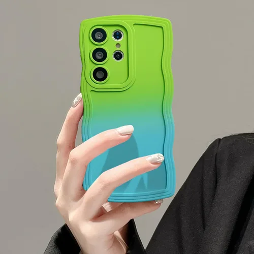 Miniatura 46 de UEEBAI Funda de silicona con marco de ola para Samsung Galaxy S22 5G, funda de teléfono con marco de ola linda, ajuste delgado, amortiguador de Negro