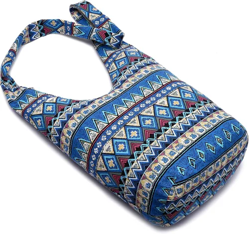 Miniatura 75 de Bolsa de hombro para mujer, de lona en estilo hippie/bohemio para llevar cruzada al hombro, disponible en diferentes colores y estampados