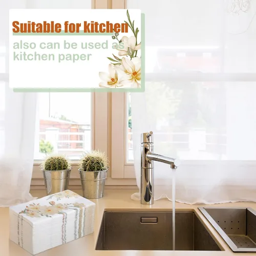 Miniatura 7 de Hotop 120 toallas de mano desechables florales para baño, 2 capas, bohemias, servilletas de papel de primavera para invitados de baño, servilletas