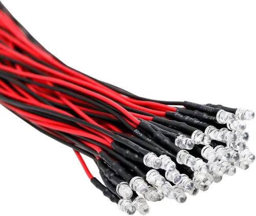 Miniatura 39 de 30 piezas de luces LED UV de 12 voltios, 3 mm, diodo emisor precableado, 20 cm, DC 12 V, lente transparente, luz LED ultravioleta, pequeñas lámparas