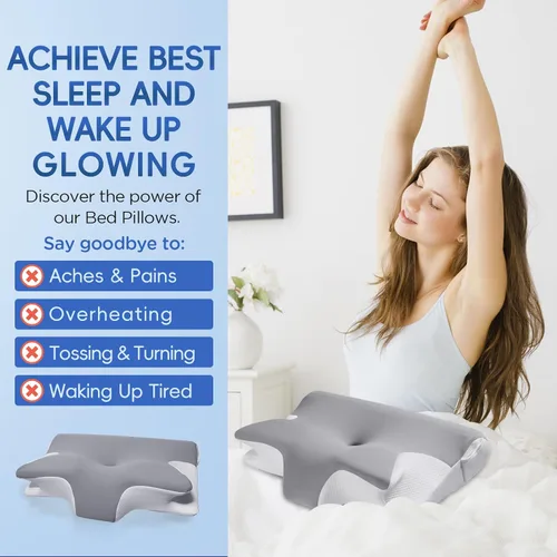 Miniatura 7 de Almohada cervical eficaz para aliviar el dolor para dormir, almohadas de espuma viscoelástica para apoyo del cuello, almohada lateral de contorno