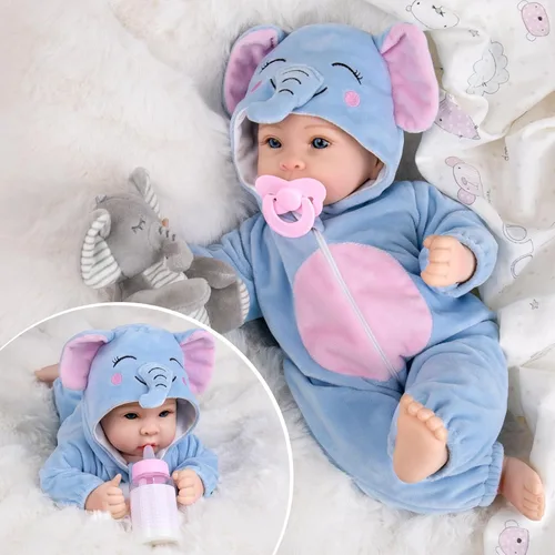 Miniatura 3 de Aori Muñeca de bebé niño de 17 pulgadas, muñecas de bebé de la vida real con kit de alimentación incluido, muñeca de bebé recién nacido que se ve