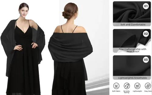 Miniatura 6 de Chales de gasa para novia, boda, fiesta, vestido de noche y vestidos para ocasiones especiales
