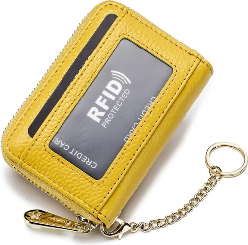 Miniatura 8 de Tapp Collections Tarjetero RFID para tarjetas de crédito, cartera pequeña de cuero con cremallera para tarjetas con ventana de identificación
