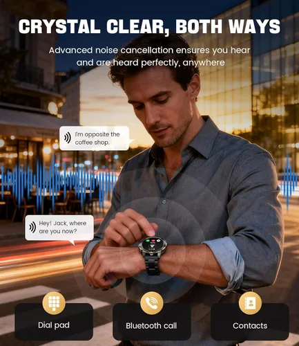 Miniatura 4 de LIGE Relojes inteligentes para hombres, marca/respuesta de llamada, reloj de fitness AMOLED de 1.43 pulgadas con monitor de frecuencia