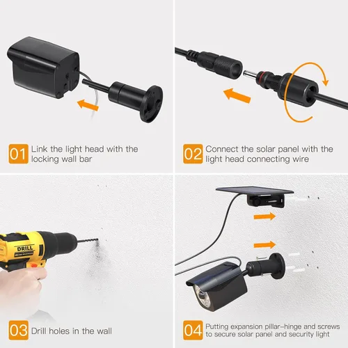 Miniatura 8 de Lixada Luces solares con sensor de movimiento para exteriores, IP67, impermeables, para montaje en pared, luces LED de seguridad de movimiento con 3