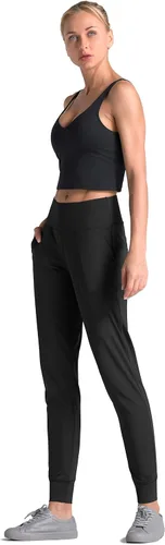 Miniatura 6 de Dragon Fit - Pantalones deportivos para mujer, con bolsillos y tiro alto, para yoga, ejercicios, pantalones cónicos, pantalones de descanso