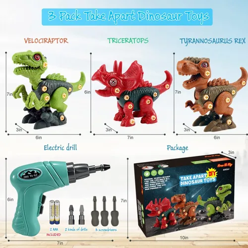 Miniatura 5 de FREE TO FLY Juguetes de dinosaurio regalos para niños de 3, 4, 5, 6, 7, 8 años: juguete de dinosaurio para niños de 3 a 5 años, aprendizaje Rojo