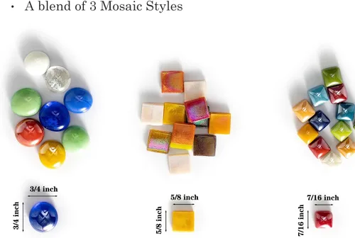 Miniatura 3 de Lanyani Paquete de Gran Valor de 2.2 Libras de Azulejos de Mosaico de Vidrio a Granel para Manualidades de Bricolaje, Varias Piezas de Azulejos