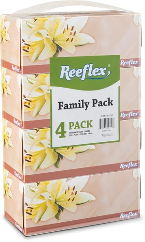 Reeflex Pañuelos faciales, tejido facial suave de 2 capas, 4 cajas, 230 hojas por caja (920 hojas en total), cajas de pañuelos suaves y duraderas a