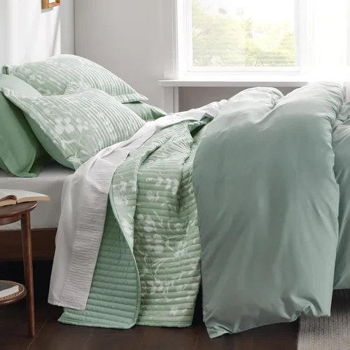 Miniatura 4 de Bedsure - Colcha floral tamaño King, ropa de cama reversible con estampado botánico verde menta, colcha ligera, colcha de microfibra suave para 09